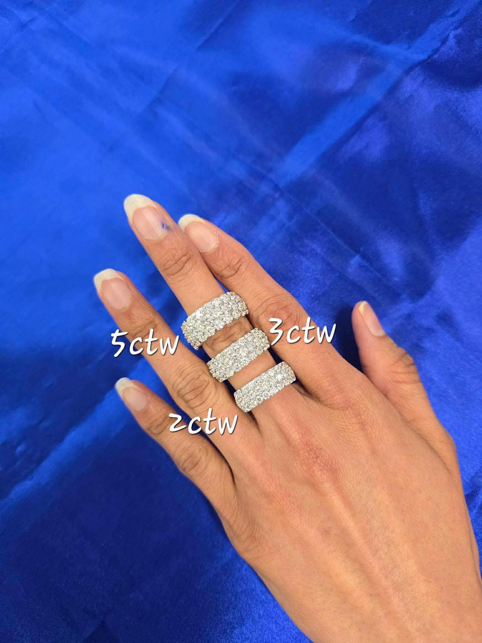 Bandas pavé · comparación de 2, 3 y 5 ct de peso total
