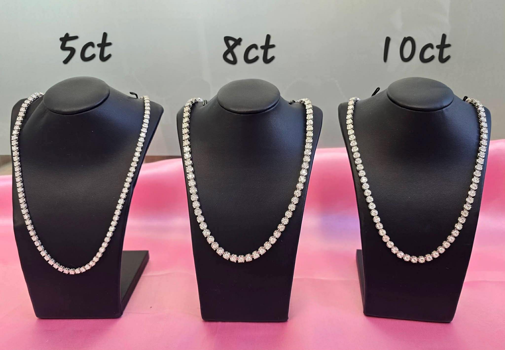 Collares tennis · comparación de 5, 8 y 10 ct